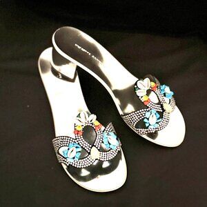 Giuseppe Zanotti TURCHESITE 40, Size 10, Color Silver with mix stones